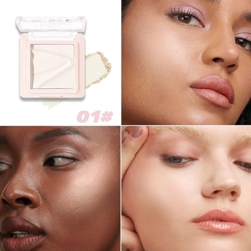 Contour & Highlighter Palette - Nude Pink Beige White Clear Natural Brightening, Non-Cakey Satin Finish for Flawless Sculpting (01# Milk Rice White)