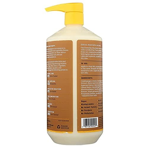 Alaffia EveryDay Shea Body Lotion - Normal to Very Dry Skin, Moisturizing Support for Hydrated, Soft, and Supple Skin with Shea Butter and Lemongrass, Fair Trade, Vanilla 16 Fl Oz