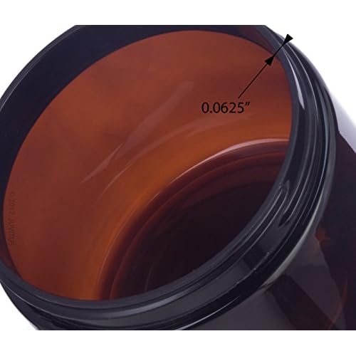 (12 pack) 6 oz Amber PET Plastic Refillable Jar with Black Lid
