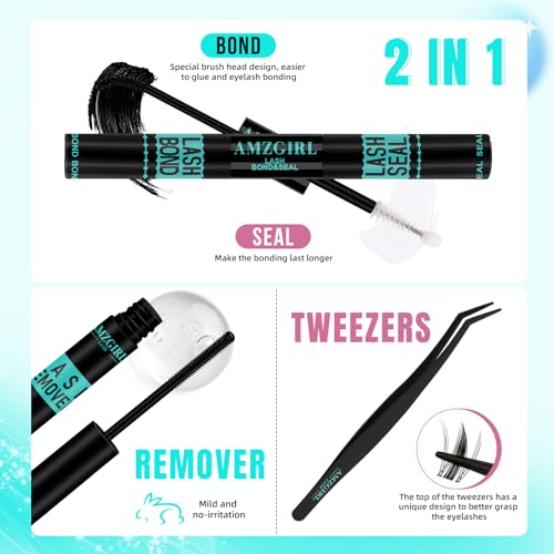 Manga Lash Clusters Kit 144PCS Fairy Eyelash Extension Kit with Lash Bond and Seal, Fake Eyelashes Clusters with Invisible Lash Band, Lash Glue Remover and Lash Applicators (8-16mm Kit,Black Bond)