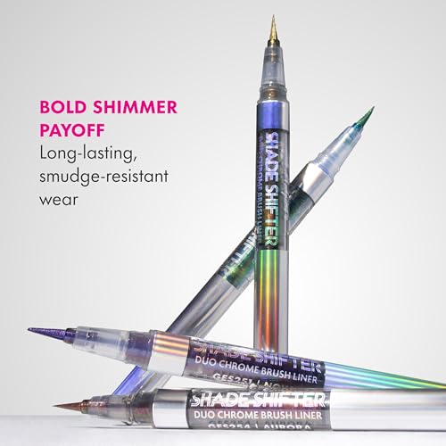 L.A. Girl Cosmetics Shade Shifter Duo Chrome Brush Liner, Ultra-Precise Tip, Bold Shimmer, Long-Lasting, Smudge-Resistant, Amber GES253