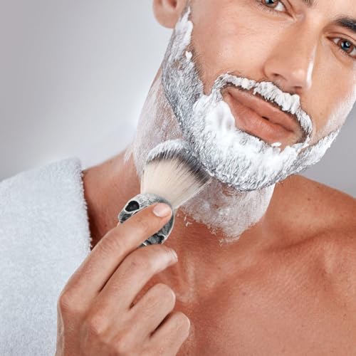 Shaving Bowl and Brush Kit, Skull Design Shaving Bowl Wide Mouth Shaving Kit Stainless Steel Beard Brush Shaving Tools For Men Women