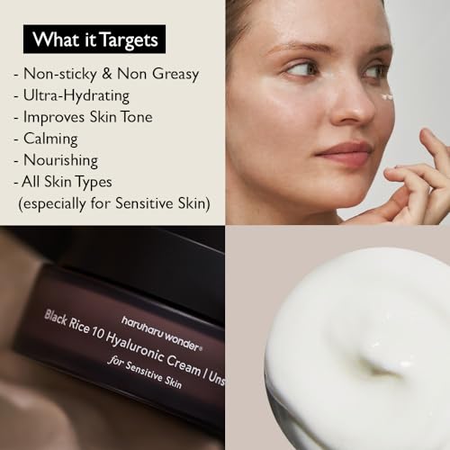 HARUHARU wonder Black Rice 10 Hyaluronic Cream Unscented, 1.6 fl oz, Vegan, Cruelty-Free, Korean Skincare