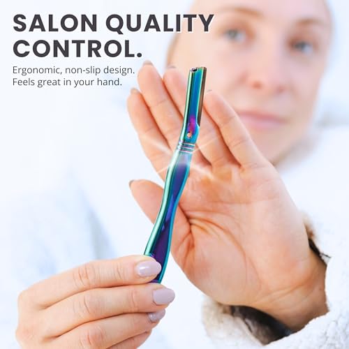 Jungle Culture Dermaplaning Tool ? Facial Razor for Women with 5 Refill Blades ? Reusable Eyebrow Shaper & Exfoliator ? Rainbow