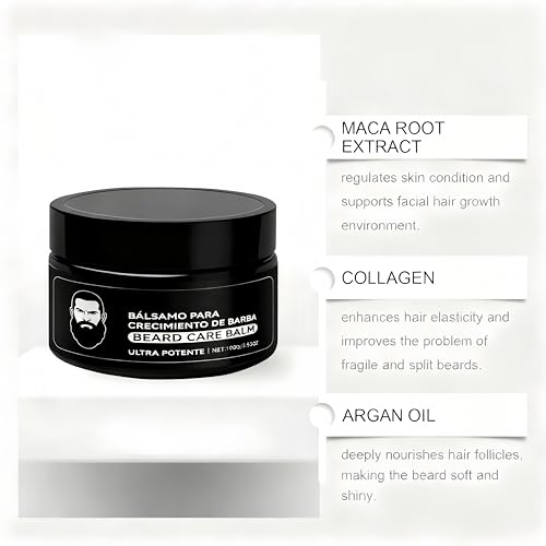 Estimulante Para Barba, Apolo Cosmetics Para Barba, Ultra Potente B?lsamo de Crecimiento, New De Barba, Stimulating Beard Moisturizes & Strengthens Facial Hair for Men, 100ml / 3.5oz