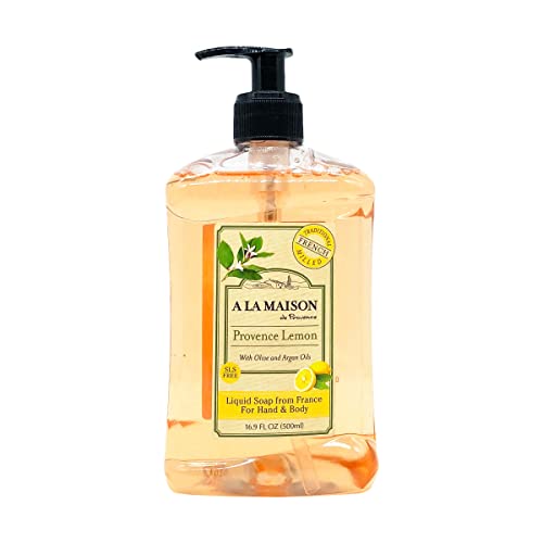 A LA MAISON French Liquid Hand Soap, Provence Lemon - Natural Hand Wash Made with Essential Oils - Biodegradable, Plant-Based, Vegan, Cruelty-Free, Alcohol & Paraben Free (16.9 oz, 1 Pack)