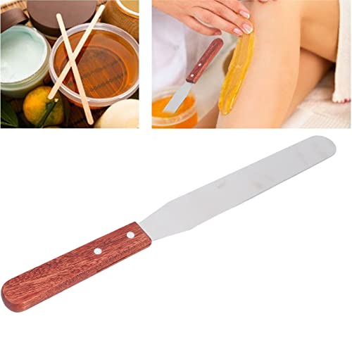 Metal Wax Spatula, Stainless Steel Wax Spatula Eyebrow Wax Metal Wax Spatula Straight Stainless Steel Body Wax Spatula With Wooden Handle For Hair Removal