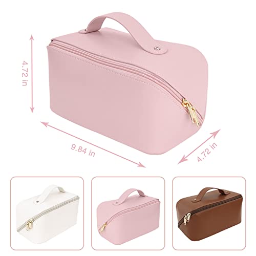 Large Capacity Travel Cosmetic Bag with Handle and Divider - Multifunctional Makeup Bag for Easy Access, Waterproof