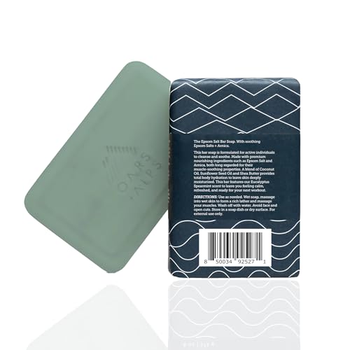 Oars + Alps Exfoliating & Moisturizing Bar Soap for Men, Deep Cleaning Soap, Clean Ingredients, All Skin Types, Epsom Salt, 1pk