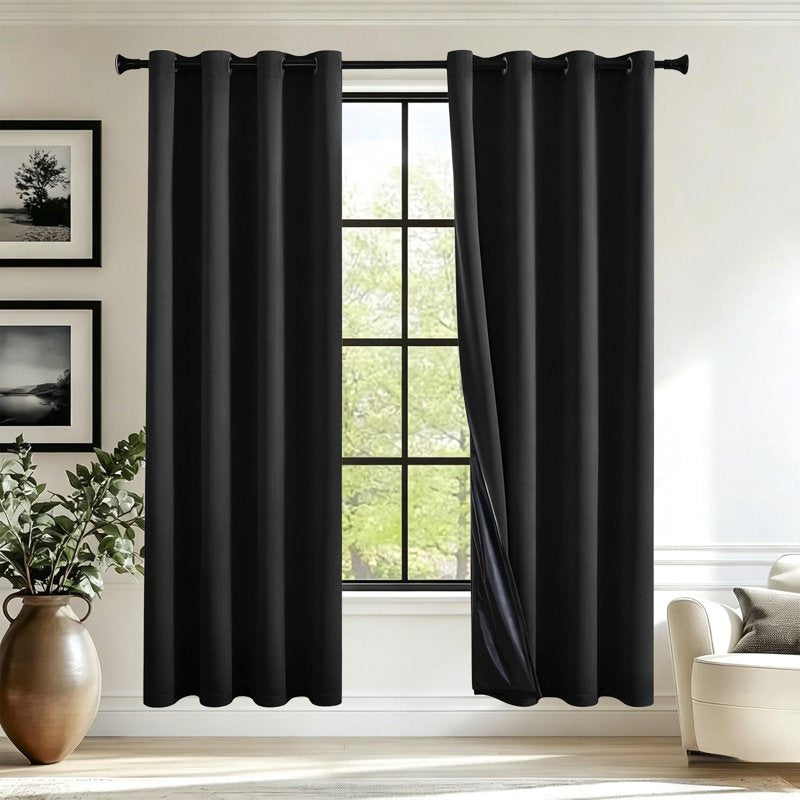 Blackout Thermal Insulated Grommet Window Curtains for Living Room - 1 Panel