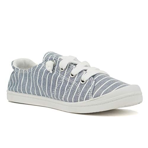 Soda Flat Women Shoes Linen Canvas Slip On Sneakers Lace Up Style Loafers Zig-S