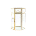 L-Lei Makeup Brush Holder with Lid,Clear Glass Makeup Brush Organizer Gold Makeup Brush Holder with Free White Pearls