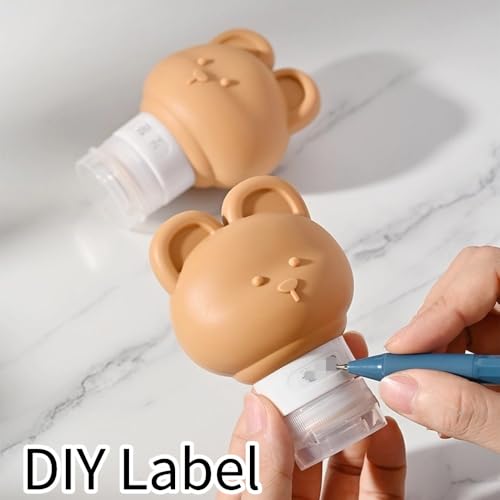 Cute Bear Travel Bottles Set for Toiletries 3 Pack 2.8oz 80ML Leak Proof Silicone Containers for Conditioner Shampoo Lotion (Mix color)