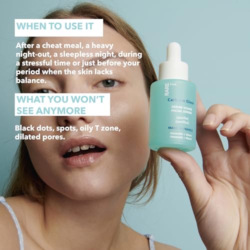 RARE Paris - Carbone Glac? - Purifying Carbon Black Facial Serum - Cleanses & Tightens - With Hamamelis & Mallow - Purifying, Firming & Revitalizing - Multi-Active Serum Formula - 1oz