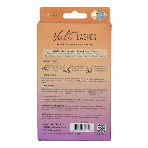 CALA Faux Mink Volt Lashes Winged (5 Pack), Medium Volume Lightweight Strip False Eyelashes, 100% Handcrafted Soft Synthetic Fibers, Cruelty-Free, Easy Apply, Contact Lens Friendly