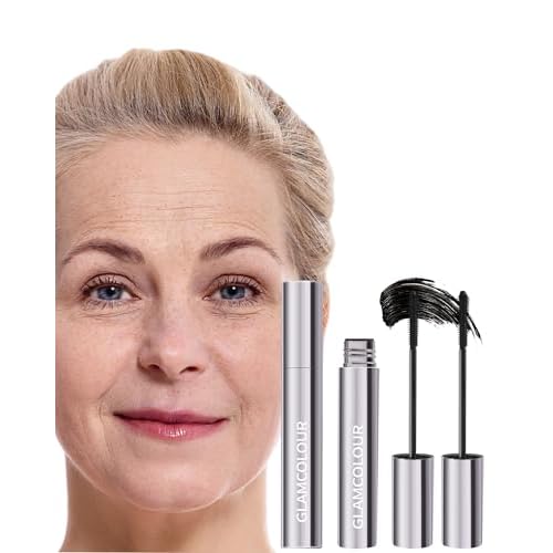 Mascara for Older Women 60 Plus, 2PCS Black Waterproof Mascara Volume and Length for Mature Women, Lengthening - Thin Long Lasting No Clumps Volumizing Mascaras Primer Ideal for Sensitive Eyes 01