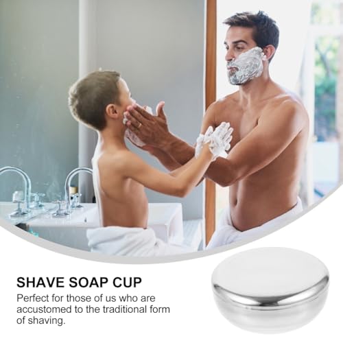 Stainless Steel Shaving Bowl Lid Men's Shave Soap Cup Sturdy Foam Mug for Easy Lathering for Home or Travel