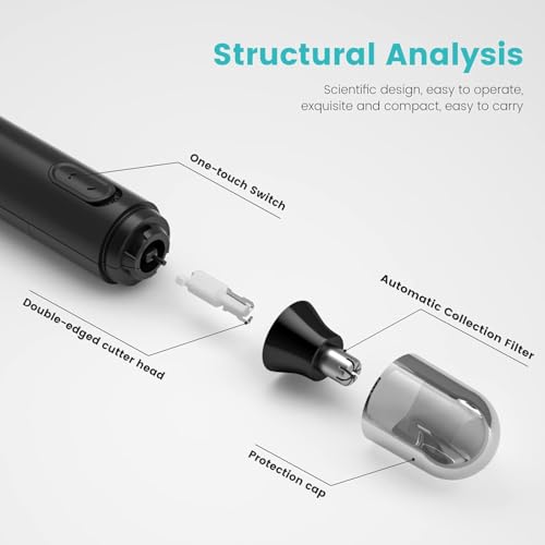 Ear and Nose Hair Trimmer for Men, 4 in 1 USB Rechargeable Professional Eyebrow and Facial Hair Trimmer with Waterproof Head Double-Edge Stainless Steel Blade