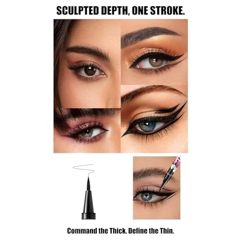 Gnker Eyeliner Waterproof Professional Liquid Long Lasting Cosmetics Eye Liner Pen Black 2 pcs