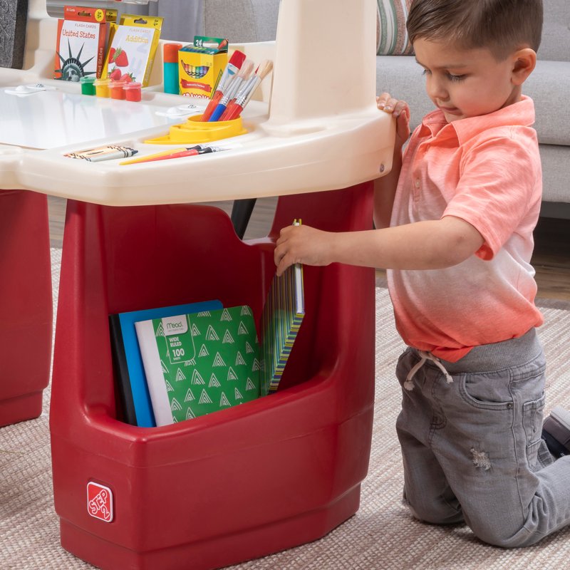 Kids Art Desk with Storage and Whiteboard - Multicolor Activity Table