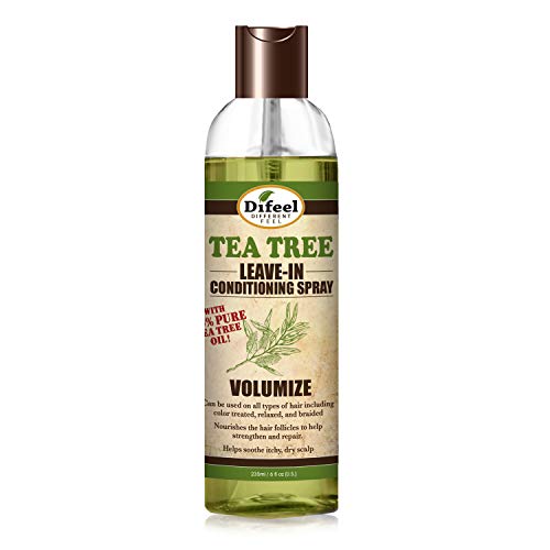 Difeel Volumize Leave in Conditioning Treatment - 100% Pure Tea Tree Oil 6 oz. with Spray Cap & Dispensing Cap