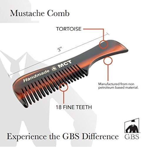 G.B.S Men¡¯s Handmade Comb Set, Pure Synthetic Hair Brush, Dressing Comb, Pocket Comb, Mustache Comb and Military Style Hair Brush