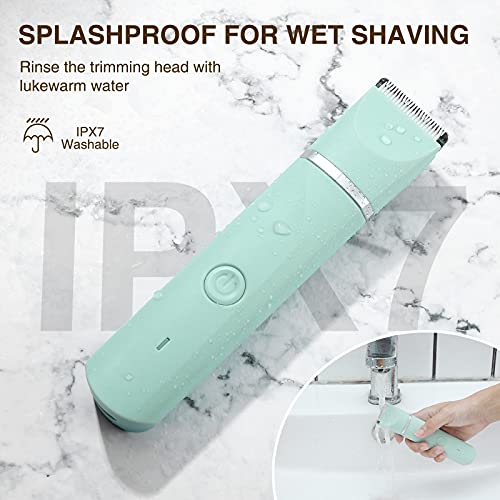 AREYZIN Women's Body Grooming Duo Pack: Matching Electric Bikini & Body Shaver Set (Green & Pink)