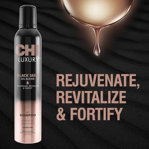 CHI Luxury Black Seed Oil Dry Shampoo, Hydrating Formula To Clean, Revitalize & Strengthen Hair, Sulfate, Paraben & Gluten-Free, 5.3 Oz