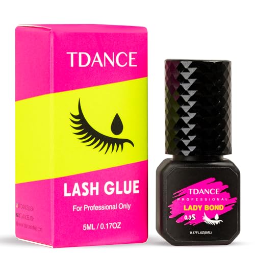 TDANCE Eyelash Extension Glue Lash Extension Adhesive/0.3 Sec Dry/Retention ? 7 Weeks/Lash Extension Glue for Professional Lash Artist Use Only (0.17 fl. oz / 5ml)