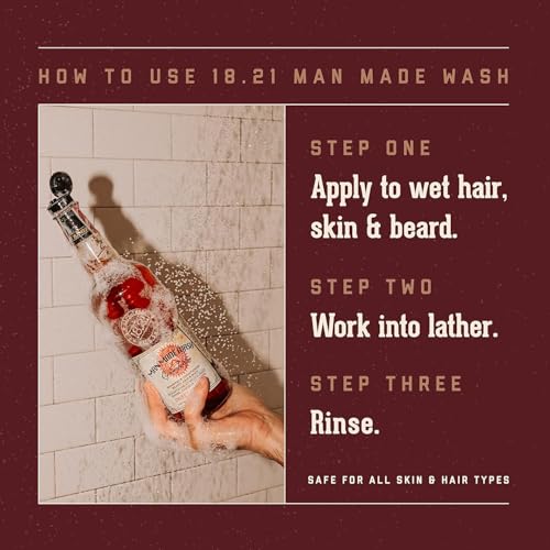 18.21 Man Made Noble Oud Wash & Absolute Mahogany 3-in-1, 18 oz Wash 2-Set Bundle, All Hair & Skin Types for Men, Strengthens and Moisturizes in a Manly Aroma