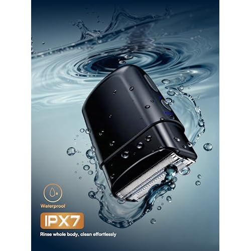 Electric Foil Shavers for Men: Mini Electric Razor with 3 Floating Blades, IPX7 Waterproof & USB-C Fast Charge Cordless Foil Shaver for Men with Travel Lock, Grooming Gift for Home & Travel