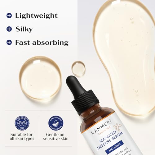 (Pack of 2) Lanmeri Ceuticals 15% Vitamin C + E + Ferulic Serum: Advanced Antioxidant Defense Formula with 1% Vitamin E & 0.5% Ferulic Acid ? High-Stability Vitamin C Serum (1 fl oz)