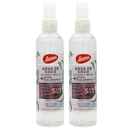 Jaloma Agua de Coco, Coconut Water with Hyaluronic Acid, Moisturizing Blurs Expression Lines, 2 Pack, 8.45 Fl Oz Each Bottle