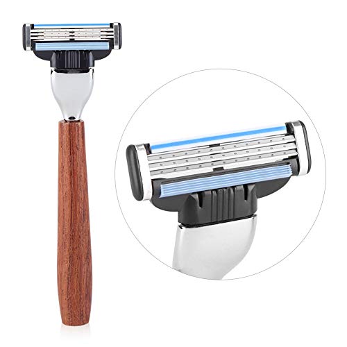 Goick Wet Shaving Kit, 4-Piece Manual Safety Razor with Badger Hair Brush, Stainless Steel Stand and Lathering Bowl Set, Premium Men's Grooming and Gift Set