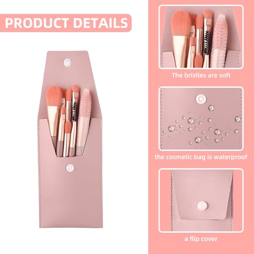 24 Sets Travel Makeup Brush Set Bridesmaid Gift Face Make Up Brushes Angled Blush Brush Foundation Brush with Travel Makeup Bag for Wedding Bridal Gift