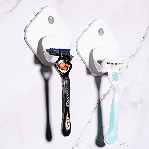 Razor Holder for Shower Wall - Self Adhesive Hanger Stronger Than Suction Cup, Rigid Plastic Hook for Men and Women, 1 Pack