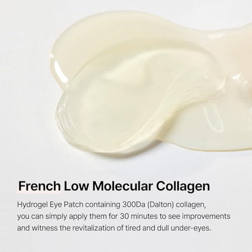 mixsoon Collagen Hydrogel Eye Patches Hydrating Gel Eye Mask with Collagen, Peptides and Amino Acids for Smooth Under Eye Skin Care 84 g / 2.84 fl.oz. (30 pairs) Korean Glass Skin Care