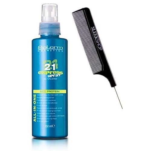 SALERM Cosmetics 21 Express Spray Instant All-In-One Conditioner (w/Sleek Comb) Salerm21 B5 Hair Conditioner Silk Protein (5.04 oz / 150 ml)