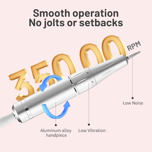 Professional Electric Nail Drill, Professional Electric Drill 35000 RPM, Cordless Rechargeable Electric Nail File, Electric File Set for Manicure and Nail Polish, for Hand and Foot Care