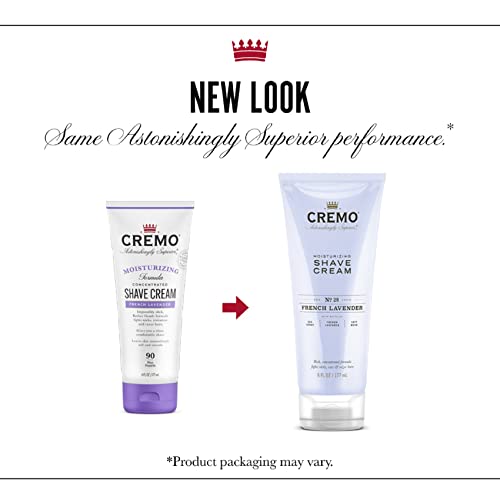 Cremo French Lavender Moisturizing Shave Cream, Astonishingly Superior Ultra-Slick Shaving Cream for Women Fights Nicks, Cuts and Razor Burn, 6 Fl Oz (Pack of 2)