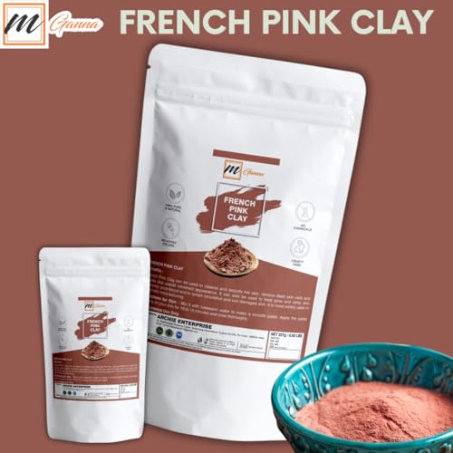 100% Natural French Pink Clay Powder/Rose Clay (One Pound) for DIY Facial Masks, Creams, Soft Peels and Scrubs, and Soap Making 1 LB / 454 GMS