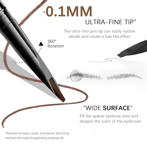 Browcharm Microblading Eyebrow Pencil for Women,0.1mm Ultra-Fine Mechanical Pencil,Makeup Brow Definer Waterproof (CU 05 Deep Brown, 1 Count Pack of 1)
