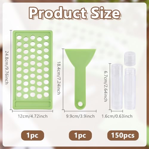 arricraft 150 Pcs Lip Balm Tubes with Filling Tray and Spatula, 8ml Empty Tubes Plastic Clear Lip Gloss Balm Containers for DIY Make Up