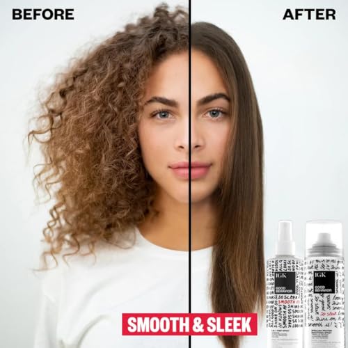 IGK GOOD BEHAVIOR Smoothing Frizz Fighters Travel Set | 4-in-1 Prep Spray + Spirulina Protein Smoothing Spray | Frizz Control + Heat Protectant | Vegan + Cruelty Free