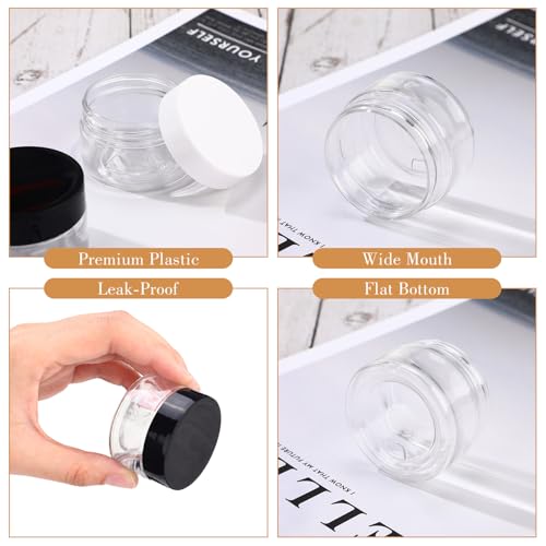 Meanplan 100 Pcs 0.7oz/20ml Plastic Containers with Lids, Clear Round Leak Proof Cosmetic Jars with Lid Wide Mouth Refillable Small Storage Containers for Lotion Cream Ointment Makeup Travel Storage