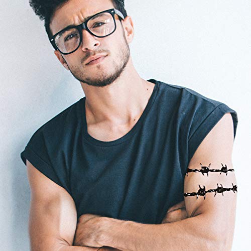 Barbed Wire Temporary Tattoos/Classic & Multi Pack Style Options to Choose From/Removable/Great for Halloween & Costume Parties or to try placement for a permanent tattoo (Multi Pack 3 Styles)