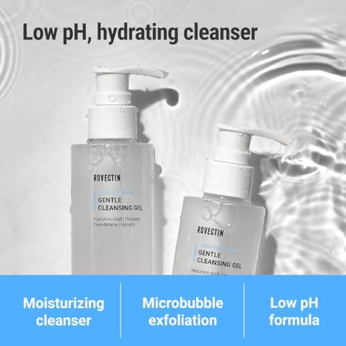 ROVECTIN Calming Lotus Water Cream (2.1 fl.oz, 60ml) Moisturizer + Aqua Cleansing Gel (5.9 fl. oz, 175ml) pH| Bundle [2 Pack]
