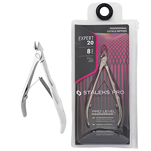 Staleks EXPERT 20 Cuticle Nippers 8 mm ? Inclined Blades with Protrusion ? Compact Straight Handles for Small Hands