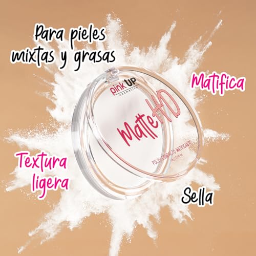Pink Up | Matte HD |Compact Powder | Long-lasting matte finish | Controls shine on oily areas | Makeup | Setting powder | Lightweight translucent pressed powder | For combination skin | Model PKHD