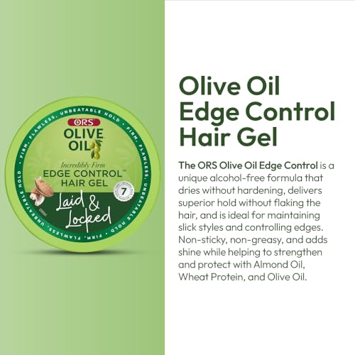 ORS Olive Oil Edge Control Hair Gel with Sweet Almond Oil for Strengthening 2.2 Ounces (Pack of 2)